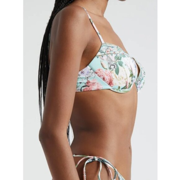 Camilla "Petal Promise Land" Underwire Swimsuit Bikini Top, Pale Aqua Multi - Picture 2 of 4